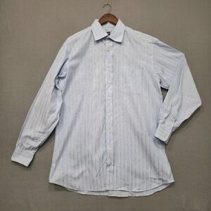 IKE Behar Men's Blue Striped Long Sleeve Button Up Dress Shirt Size 16.5-36